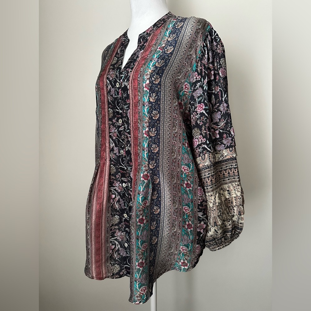 SOFT SURROUNDINGS Milarepa 100% Silk Blouse Women’s Size Large - Picture 4 of 10